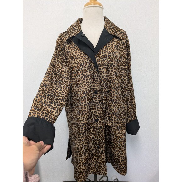 Vintage TravelSmith Reversible Cheetah Leopard Print Rain Jacket sz L Outdoor - Picture 4 of 12